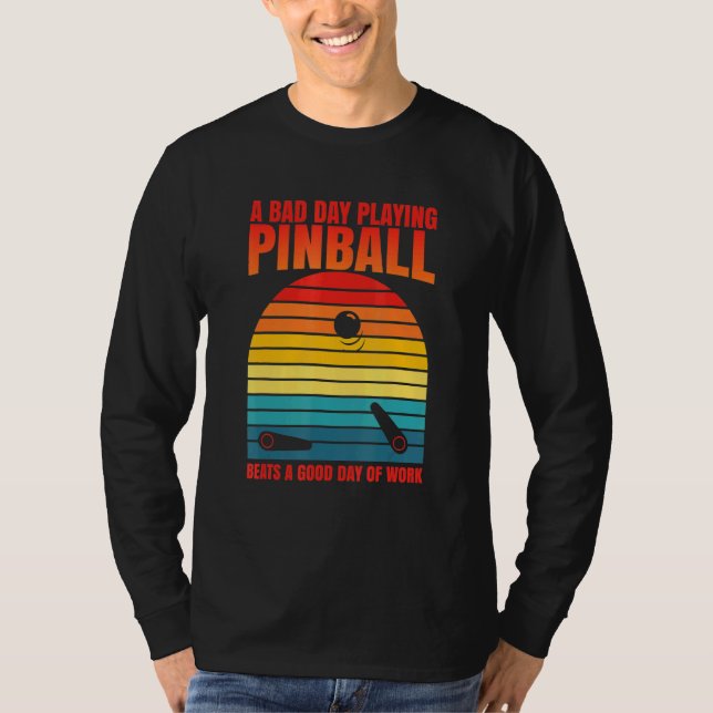Retro Pinball Beats Work Arcade Machine T-Shirt (Front)
