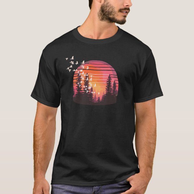 Retro Pine Trees Sunset Adventure Shirt  (Front)