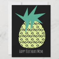 Retro Pineapple Happy Birthday Yellow Black Card