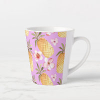 Retro pineapple tropical print on lilac background