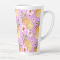 Retro pineapple tropical print on lilac background