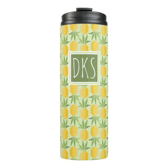 Retro Pineapples | Monogram Thermal Tumbler (Front)