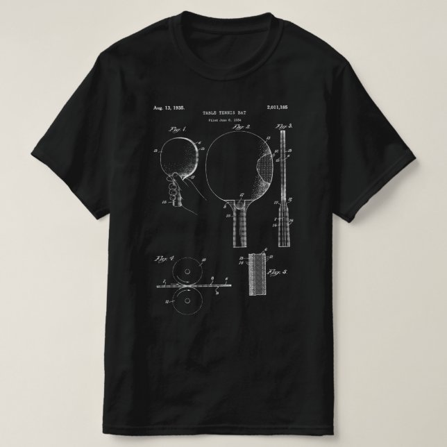 Retro Ping Pong Paddle   Vintage Table Tennis Tee (Design Front)