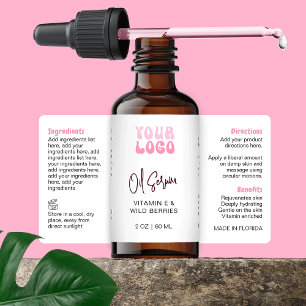 Retro Pink 2oz Dropper Bottle Wraparound