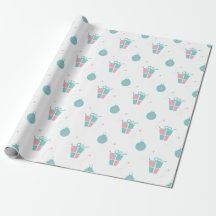 Retro Pink and Aqua gift box Wrapping Paper