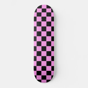 Retro Pink and Black Chequered Skateboard