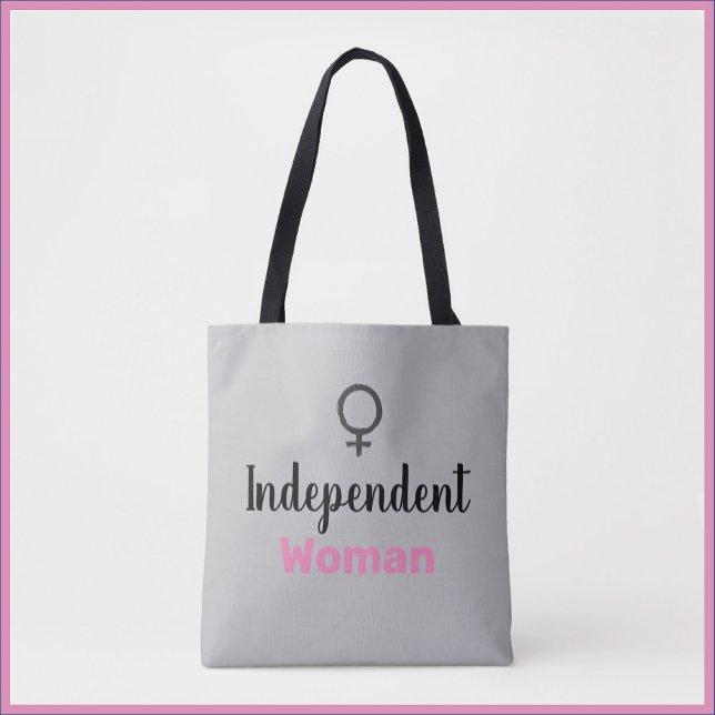 Retro Pink and Black Independent Woman Tote Bag (Creator Uploaded)