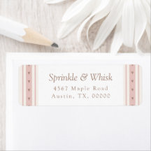 Retro Pink And Brown Heart Stripes Bakery