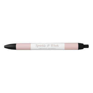 Retro Pink And Brown Heart Stripes Bakery Black Ink Pen