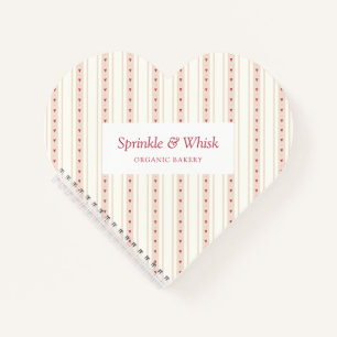 Retro Pink And Brown Heart Stripes Bakery Notebook