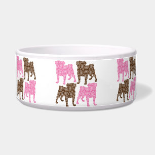 Retro Pink and Brown Paisley Pugs