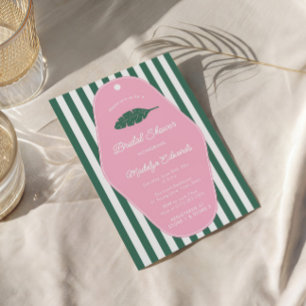 Retro Pink And Green Banana Leaf Bridal Shower Invitation