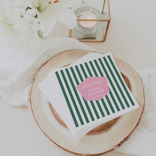 Retro Pink And Green Beverly Hills Bridal Shower Napkin (Retro pink and green glamour era napkins)
