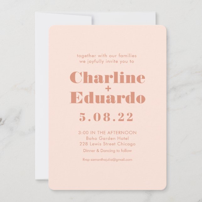 Retro Pink and Green Handwriting Wedding Invitatio Invitation (Front)