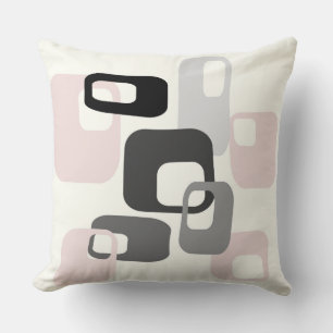 Retro pink and Grey Geometric Cushion