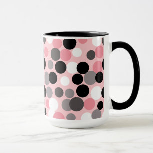 Retro Pink and Grey Polka Dots Mug