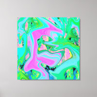 Retro Pink and Light Blue Liquid Art on Hydrangea