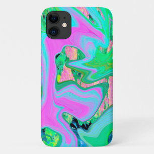 Retro Pink and Light Blue Liquid Art on Hydrangea Case-Mate iPhone Case