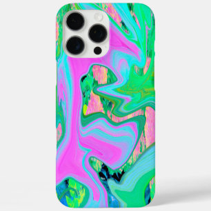 Retro Pink and Light Blue Liquid Art on Hydrangea iPhone 16 Pro Max Case