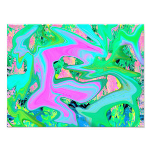 Retro Pink and Light Blue Liquid Art on Hydrangea Photo Print