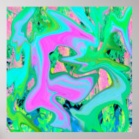 Retro Pink and Light Blue Liquid Art on Hydrangea