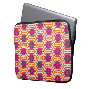 Retro Pink and Orange Modern Geometric Pattern Laptop Sleeve