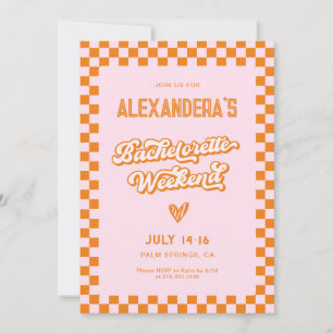 Retro Pink and Orange Sunset Bachelorette Party  Invitation