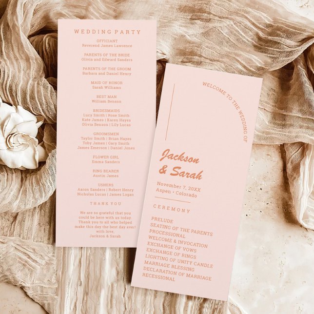 Retro Pink and Orange Wedding Programme (Creator Uploaded)