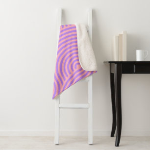 Retro Pink and Purple Groovy Lines Pattern Sherpa Blanket