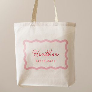 Retro Pink and Red Bridesmaid Favours Tote Bag