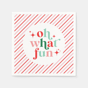 Retro Pink and Red Oh What Fun Napkin