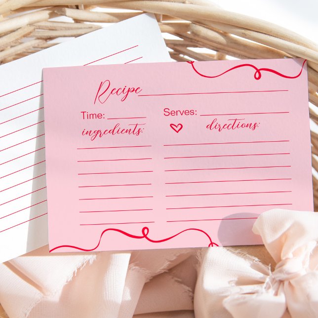 Retro pink and red Recipe for the bride card (Creator Uploaded)