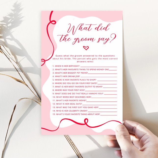 Retro pink and red What did the groom say game (Creator Uploaded)