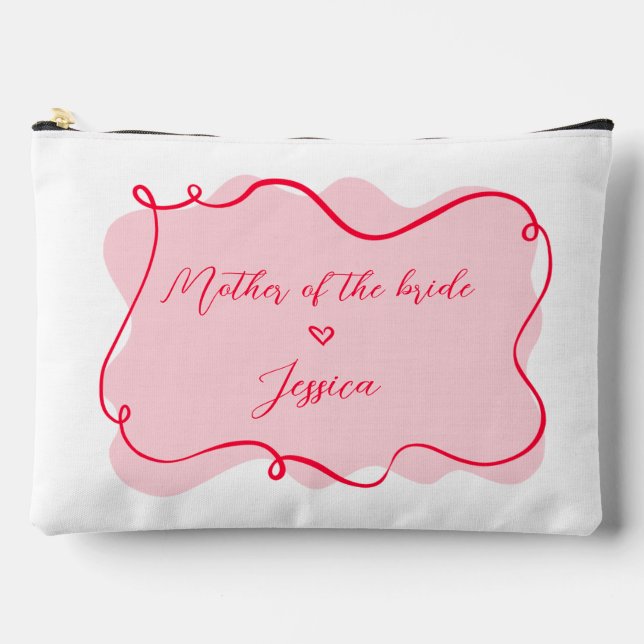 Retro pink and wavy mother of the bride gift accessory pouch (Front)