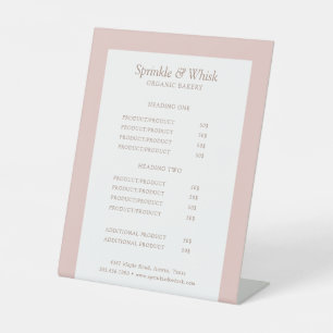 Retro Pink And White Bakery Price List Pedestal Sign