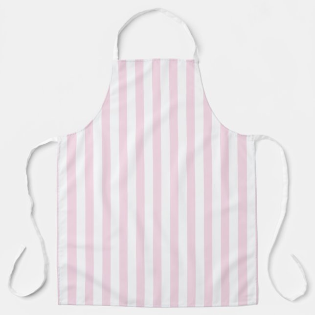 Retro Pink and White Stripes Apron (Front)