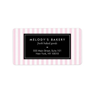 Retro Pink and White Stripes Bakery Label