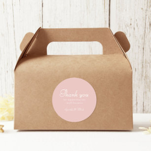 Retro Pink And White Thank You Bakery Classic Round Sticker