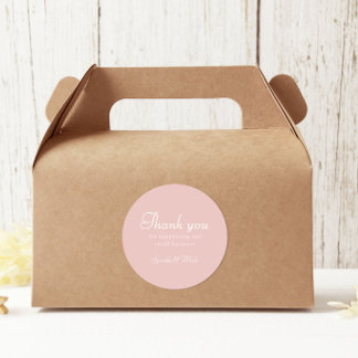 Retro Pink And White Thank You Bakery Classic Round Sticker