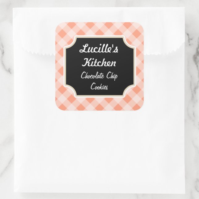 Retro Pink Black Custom Kitchen Gift Stickers (Bag)
