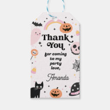 Retro Pink Black Halloween Birthday 