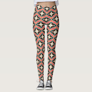 Retro Pink Blue Diamond Star Pattern Leggings