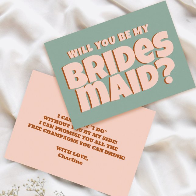 Retro Pink & Blue Funny Bridesmaid Proposal  Invitation (Creator Uploaded)