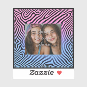 Retro Pink Blue Gradient Zebra Stripe Photo Frame