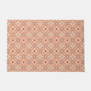 Retro Pink & Blue Interlocking Geometric Pattern Doormat
