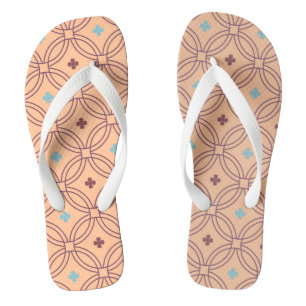 Retro Pink & Blue Interlocking Geometric Pattern Jandals