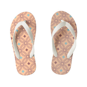 Retro Pink & Blue Interlocking Geometric Pattern Kid's Jandals
