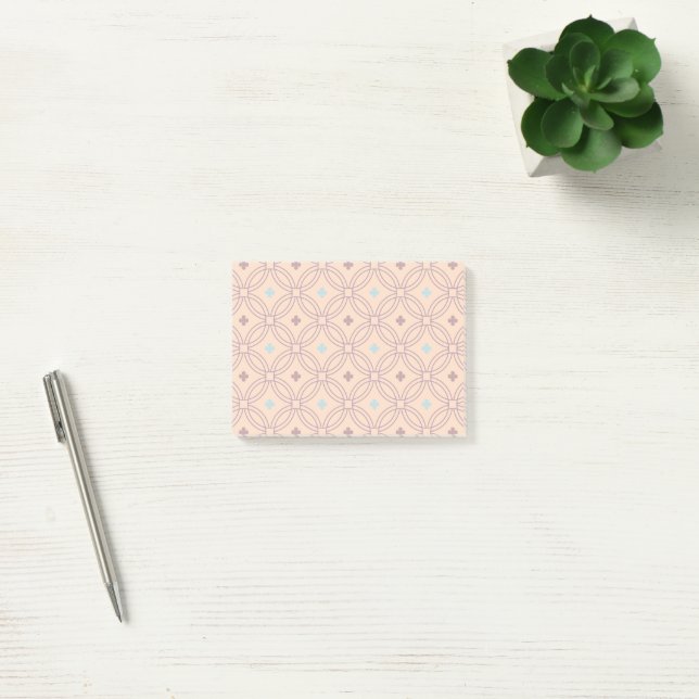Retro Pink & Blue Interlocking Geometric Pattern Post-it Notes (Office)
