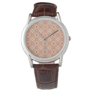 Retro Pink & Blue Interlocking Geometric Pattern Watch