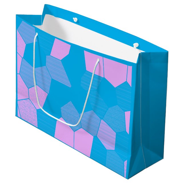 Retro - Pink/Blue Large Gift Bag (Front Angled)